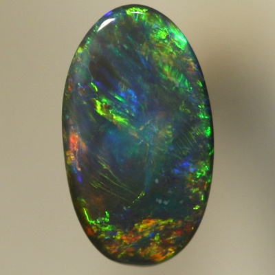 SOLID SEMI BLACK OPAL Beautiful Flame pattern, fiery orange, red and green
